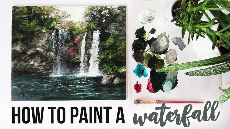 HOW TO PAINT IN ACRYLIC | Waterfall Tutorial ONE BRUSH ONLY