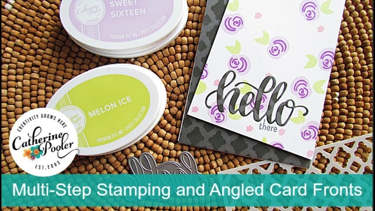 Multi-Step Stamping, Tone on Tone Stenciling and Angled Card Front