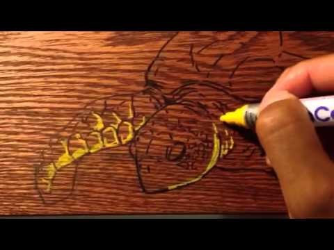 Paint marker on wood