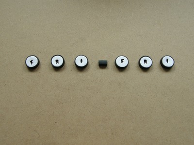 Typewriter key letters on polymer clay