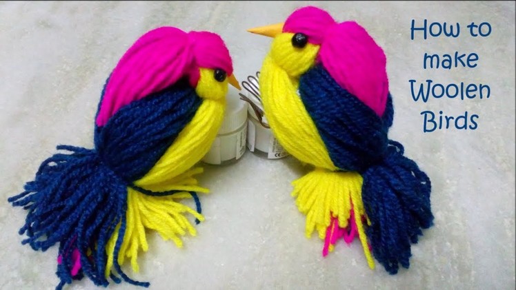 Woolen Birds Making || Yarn bird craft || How to make Woolen birds || DIY CraftsLane