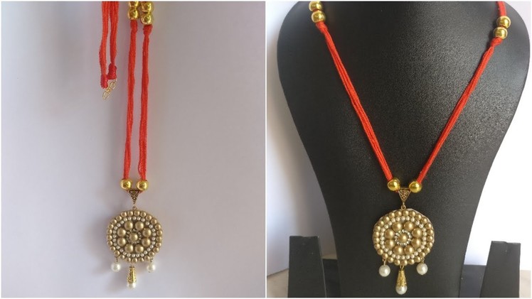 #3 How to make Thread Necklace || Red and gold ||DIY|| How to make to Jewellery