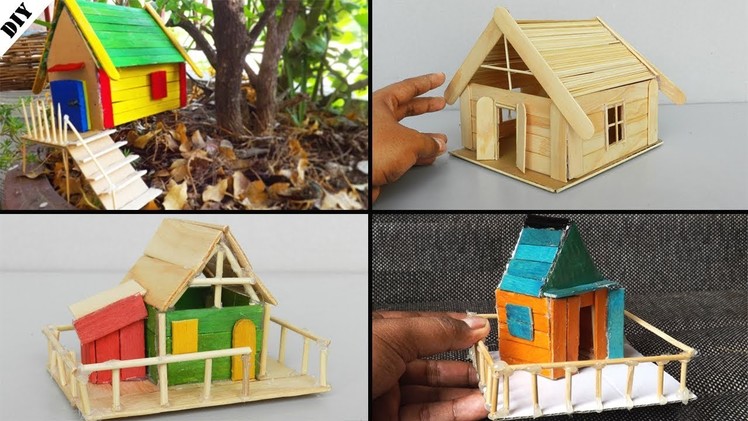 4 Easy Tiny Popsicle Stick House - DIY Crafts for Kids