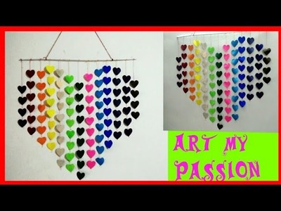 Diy easy paper wall hanging. heart shape paper wall hanging. wall decoration.artmypassion30