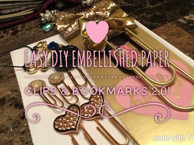 DIY: Embellished Paperclips & Bookmark! | No Hot Glue Gun Needed!!