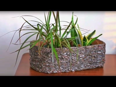 DIY From Newspaper Yarn And Cardboard ||Super Easy Flower Pot Planter Basket || Home Decor Idea |