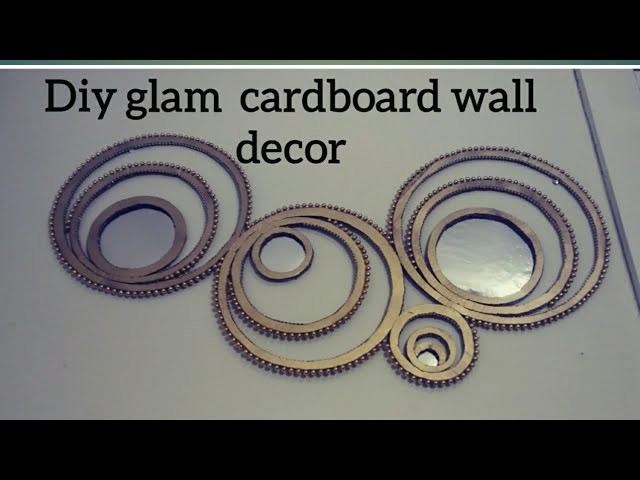 DIY GOLD MIRROR WALL DECOR MADE FROM CARDBOARD.GLAM RECYCLED CARDBOARD ART CHEAP N EASY.DOLLAR TREE