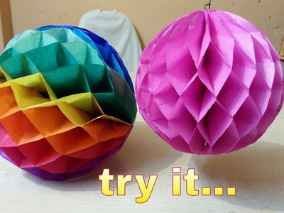 DIY - Hanging Puffy Flower Ball - Paper craft - Handmade