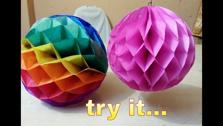 DIY - Hanging Puffy Flower Ball - Paper craft - Handmade
