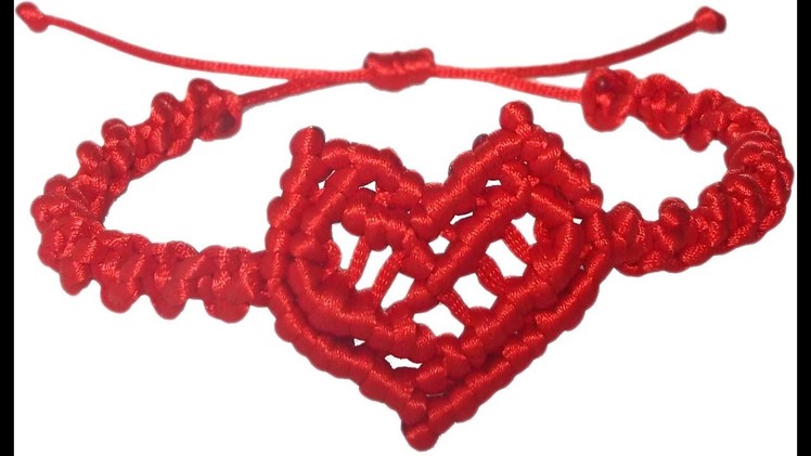 DIY How to make bracelet heart string thread macrame adjust crafts easy San Valentin gift ideas