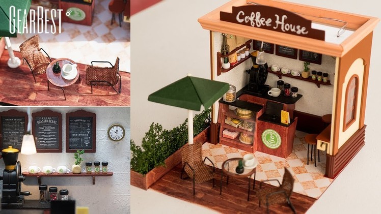 DIY Miniature Cafe - Dollhouse Kit Coffee Shop with Lights