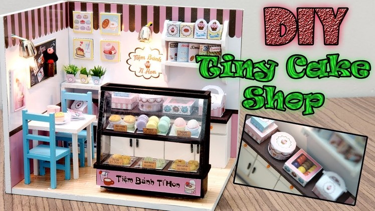 DIY Miniature Dollhouse Kit || Tiny Cake Shop ( with lights )