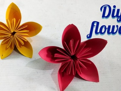 Diy origami paper flower-1- easy step by step- diy with sayan