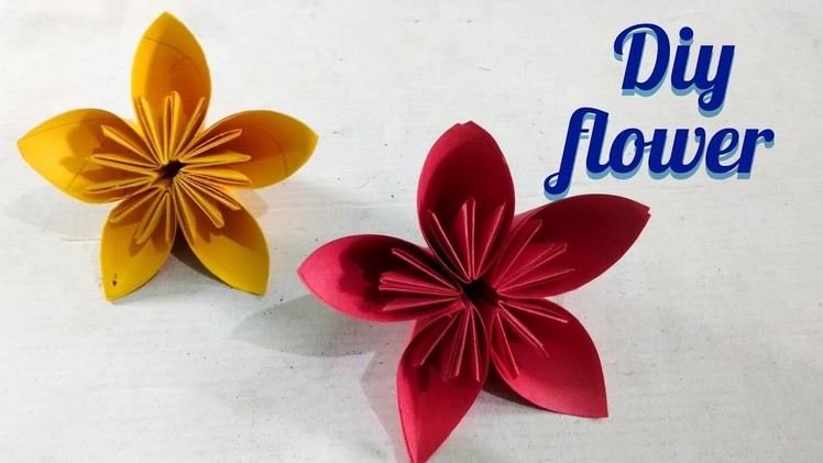 Diy origami paper flower-1- easy step by step- diy with sayan