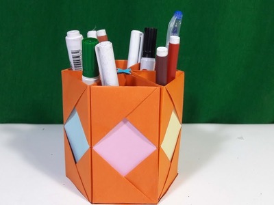 How to Make a Pen Stand Using A4 Paper | Origami Pen Holder