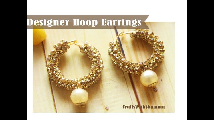 How to make Designer silk thread hoop earrings easily | 2018 | CraftsWithShammu