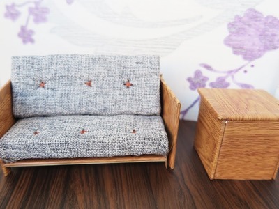 How To Make Dollhouse Sofa  -  DIY Miniature Furniture.  Easy Crafts