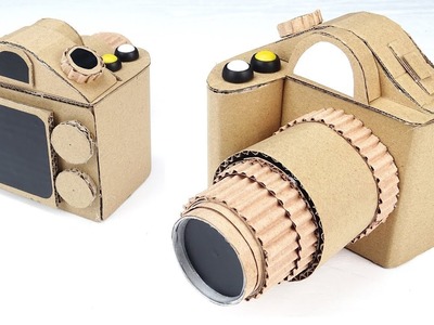 How to make DSLR Camera from Cardboard with moving zoom - Homemade toys