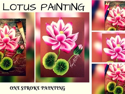 How to paint Lotus | one stroke lotus painting | step by step | diy