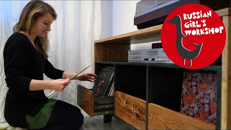 Оak stand for vinyl storage | Furniture DIY