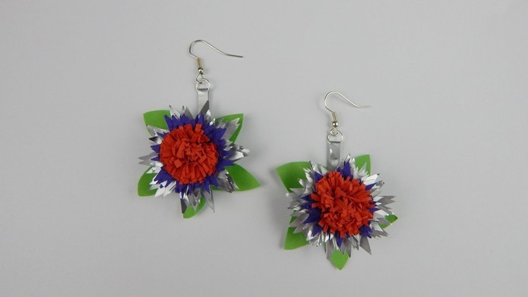 Quilling flower earrings DIY papercraft earring Blumen Ohrringe jewellery