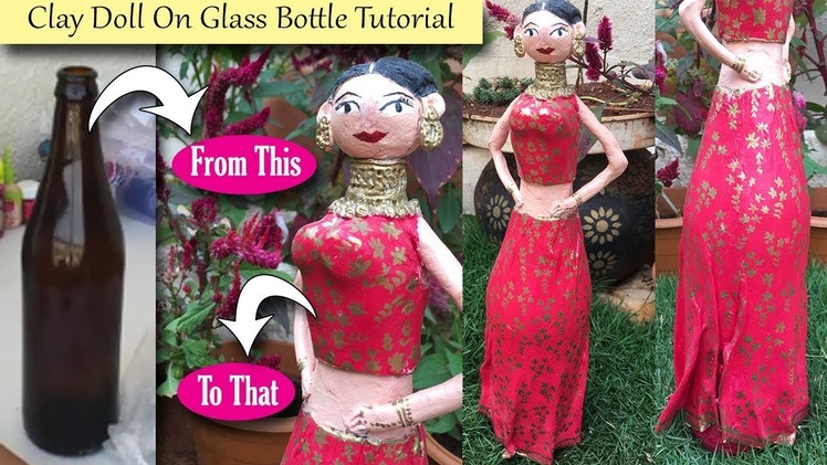 Reuse Of Empty Bottle| Puppet Doll On Glass Bottle| Diy Bottle Art