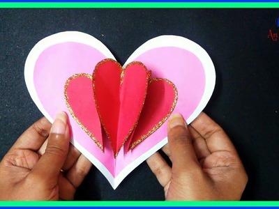 3D Heart Pop Up Card - Easy Pop Up Card Tutorial - Handmade Valentines Day Cards