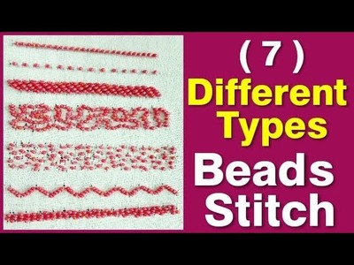 7 Different Types Beads Stitch for beginners ! Aari Work ! Hand embroidery