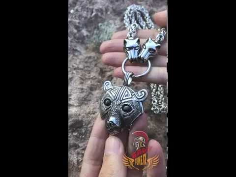 [BaviPower] Nordic Viking Berserker Bear Pendant and Handmade King Chain Necklace