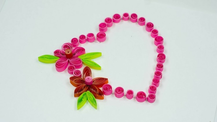 Beautiful Flower with Heart Design Greeting Card | Paper Quilling Art | Quilling valentines card