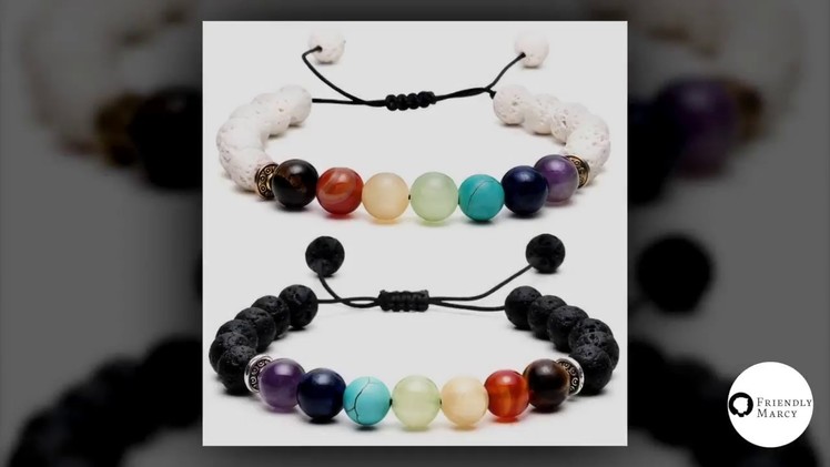 Chakra Bracelets with Semi Precious Stones and Natural Lava Beads Set of 2 Pieces for Men and Women