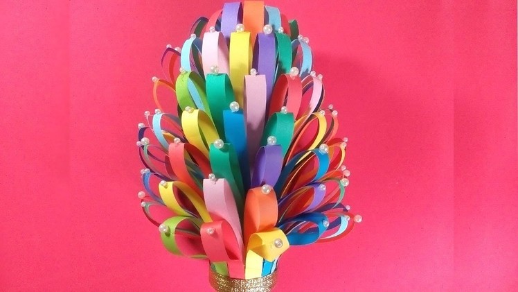 Color Paper showpiece - make flowervase using colorpaper and plastic bottle - Quill Paper craft