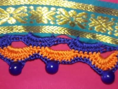 Crochet arcade design wt beads for saree kuchu