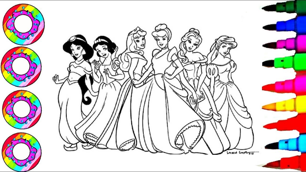 Disneys Princesses Jasmine, Belle, Ariel Aurora, Cinderella in ...