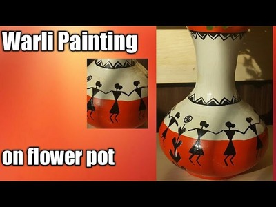 DIY easy warli painting on Pot. How to do simple warli painting on flower pot