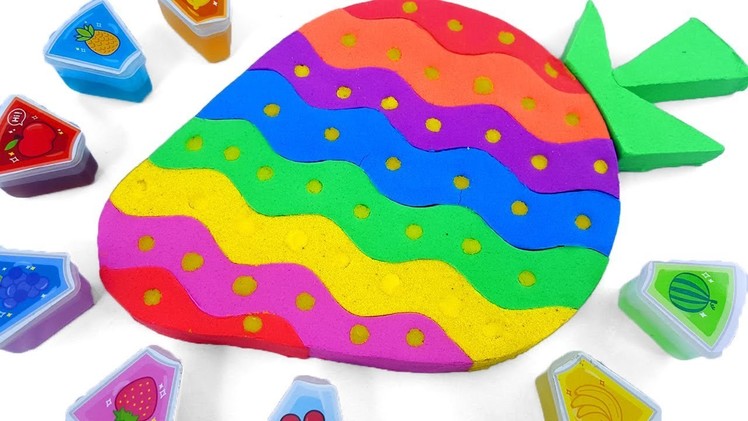 DIY How to make Strawberry with Kinetic Sand Rainbow
