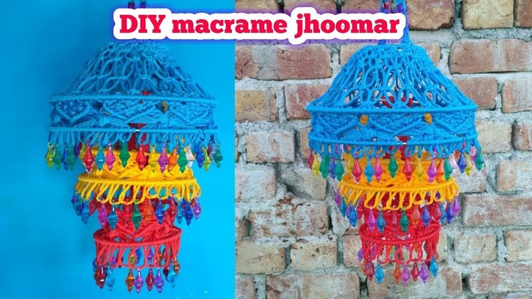 DIY macrame jhumar wall hanging. how to make macrame patterns chandelier. Educational power