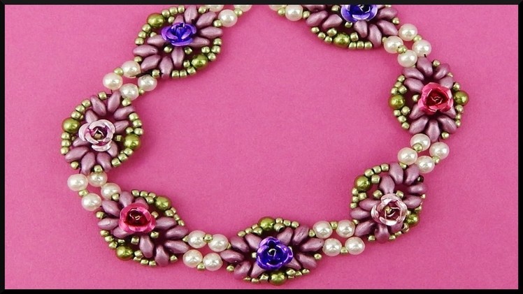 DIY | Perlen Armband | Schmuck basteln | Beaded flower twin bead bracelet | Beadwork jewelry