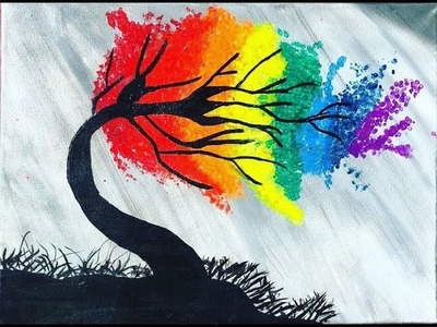DIY Rainbow Willow Tree Art