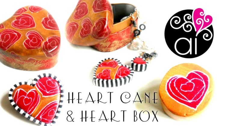 Doodle Heart Cane Tutorial | How to Cover a Box with Polymer Clay | ENG