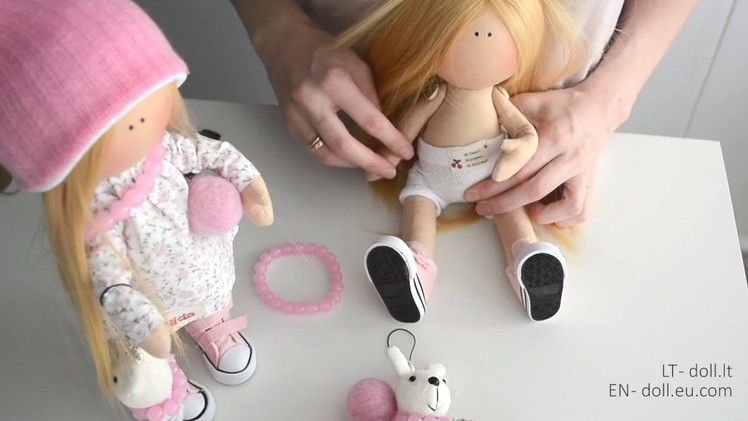 Handmade interior doll Bunny girl | Rankų darbo lėlytė Zuikytė