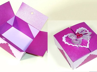 How to make an easy gift box with heart lock. NO RULER! ANY SIZE.