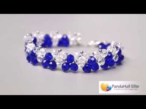 How to make blue crystal bracelet with Beebeecraft faceted glass beads