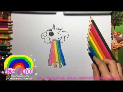 Rainbow cloud paint, How to Draw a Cloud Puking Rainbow Cute and Easy