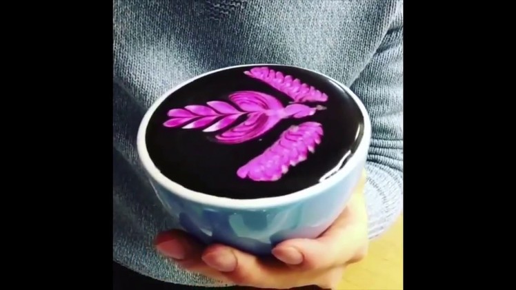 Rainbow latte coffee art