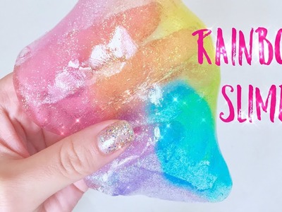 Rainbow Slime with glitter DIY