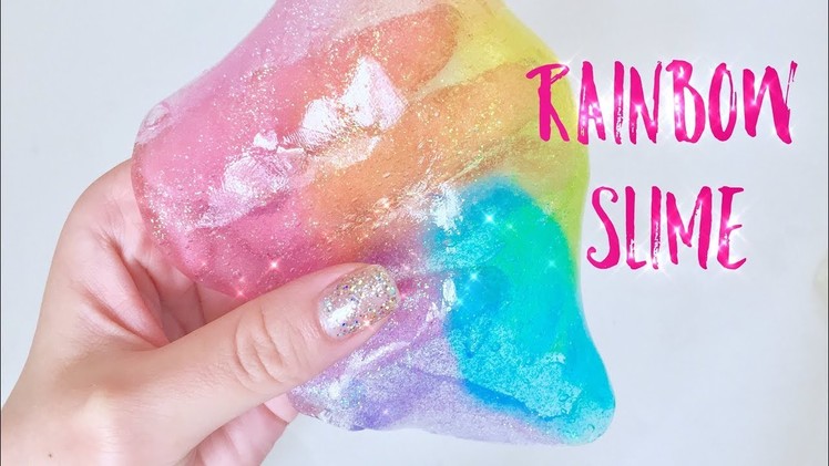 Rainbow Slime with glitter DIY