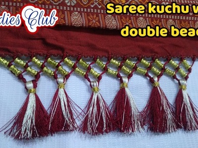 Saree Tassels making using Double Beads I Saree Kuchu Design I saree gonde making