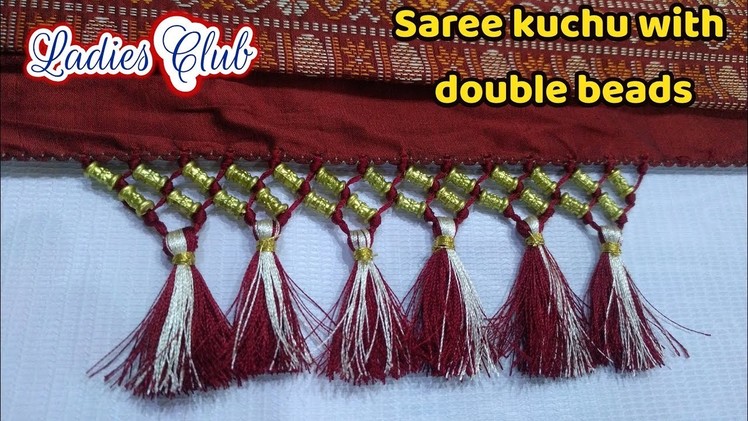 Saree Tassels making using Double Beads I Saree Kuchu Design I saree gonde making