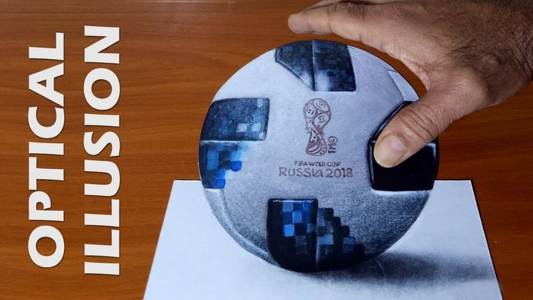 3D drawing : FIFA World Cup 2018 Ball, Easy way to draw 3D illusion on paper